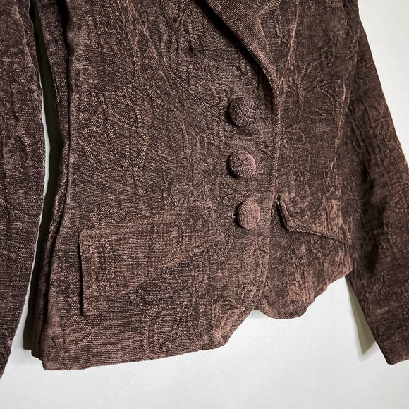 Hot Kiss Deep Brown Jacket With Texture and Pattern Size Small - Picture 5 of 11